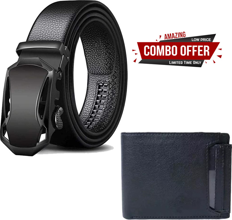JKM COLLECTION Wallet & Belt Combo(Black)