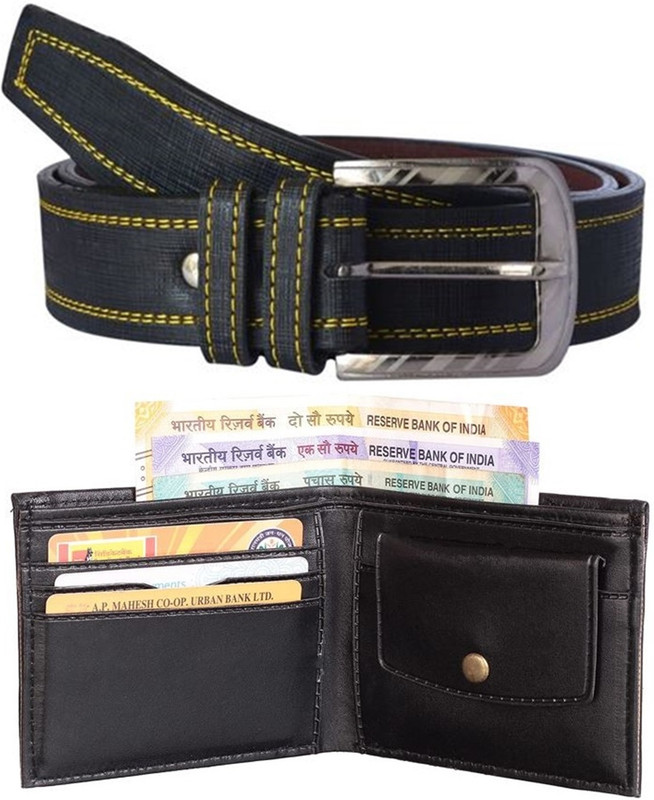 Daller Wallet & Belt Combo(Black, Tan)