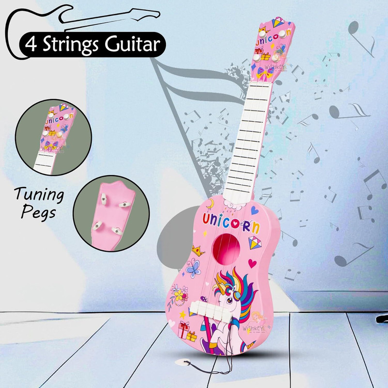 KCR Unicorn Theme 4 Strings Acoustic Guitar Musical Toys, Educational Toy for Kids(Pink)