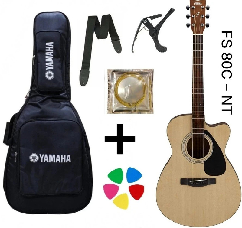 YAMAHA FSX 80C - NATURAL WITH COVER , BELT , STRING SET , CAPO , PICK Semi-acoustic Guitar Tonewood Rosewood(Natural)