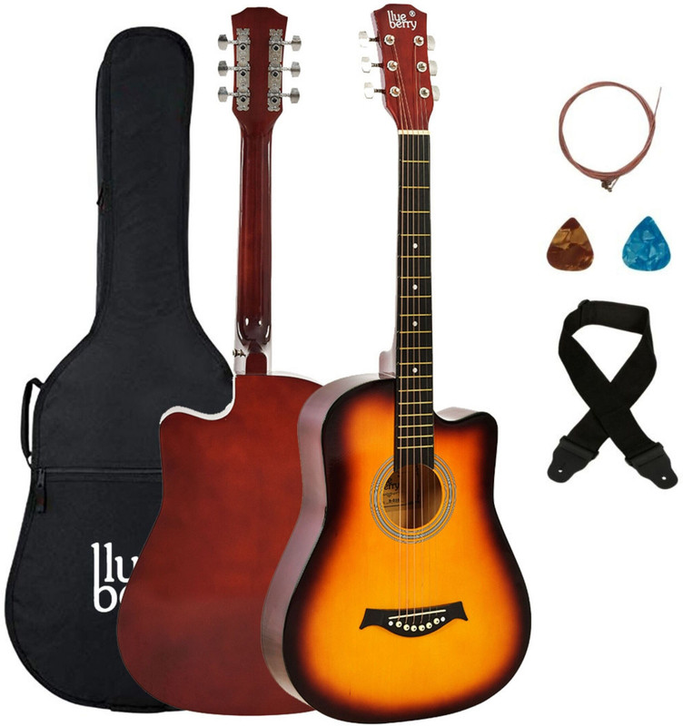 BLUEBERRY B-D38-Sunbrust, 38Inch Inbuilt TrussRod Acoustic Guitar Linden Wood Synthetic Wood Right Hand Orientation(Vintage Sunburst)