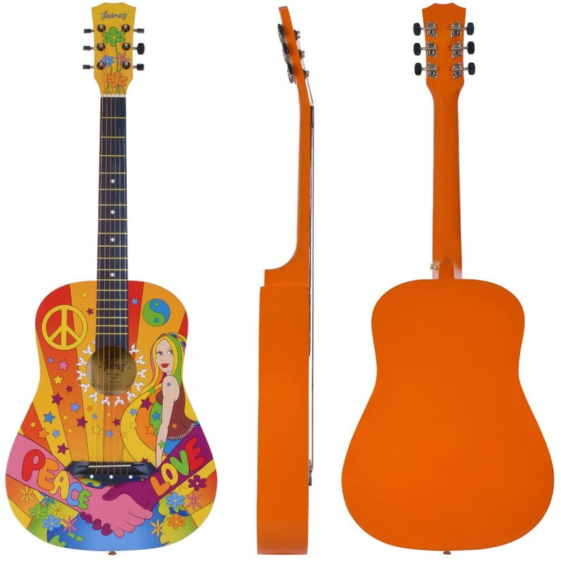 Juarez JRZ38C/BK Acoustic Guitar Linden Wood Rosewood Right Hand Orientation(Black)
