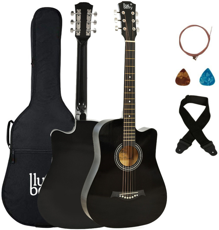 BLUEBERRY 38C Classic Black, 38 Inch Acoustic Guitar Linden Wood Plastic Right Hand Orientation(Black)