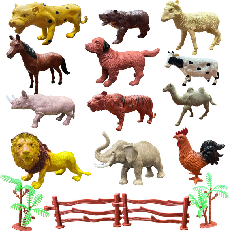 ZESTHOME Farm and Wild Animal World – Big Size PVC Animal Toy Set for Kids(Multicolor)