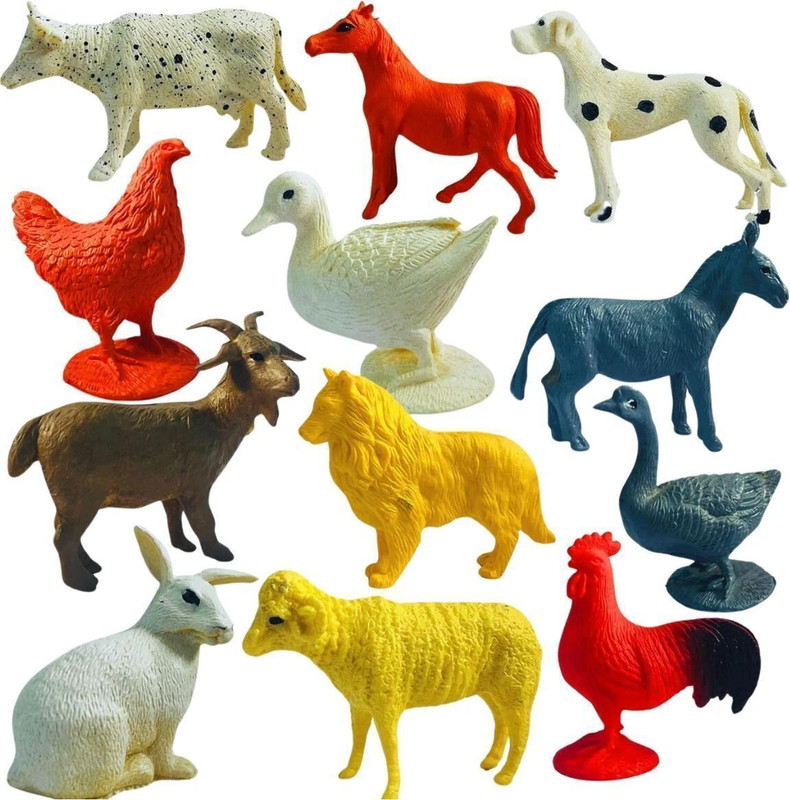 LA Toys Small Farm animals toys for kids- Educational toys, (2 inches each)(Multicolor)