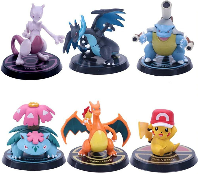 RVM Toys Set of 6 Pcs Pokemon Action Figure Miniature Doll for Car Dashboard Table Cake(Multicolor)