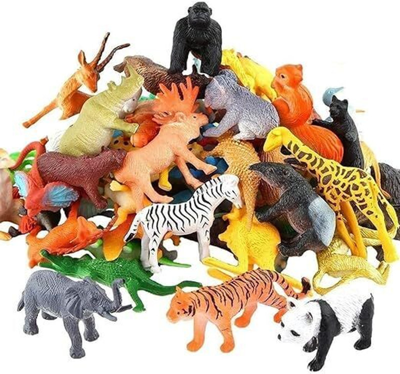 ZESTHOME 17 Piece Mini Jungle Animals Toys Set,Wild Animal Kingdom Figures Set(Multicolor)