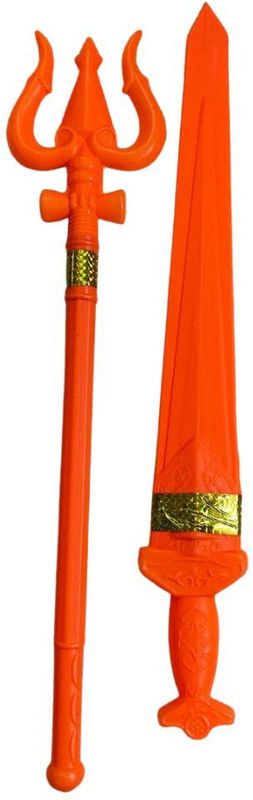 Prapti Mart Plastic Shiv Trishul Sword Toys for Kids Weapon Role Play Toy/Action Figure Toy(Orange)