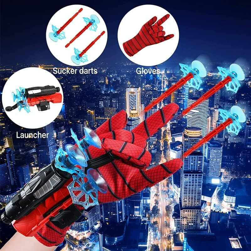 GKzon Spiderman webshooter Gloves Launcher Wrist Toys for Kids(Red)(Red)