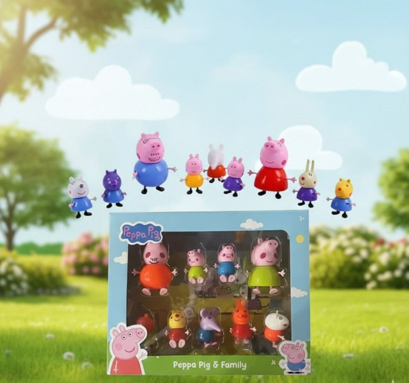 A Cube Peppa pig Action Figure Set for kids ( set of 9 pc) Gift For Kids(Multicolor)