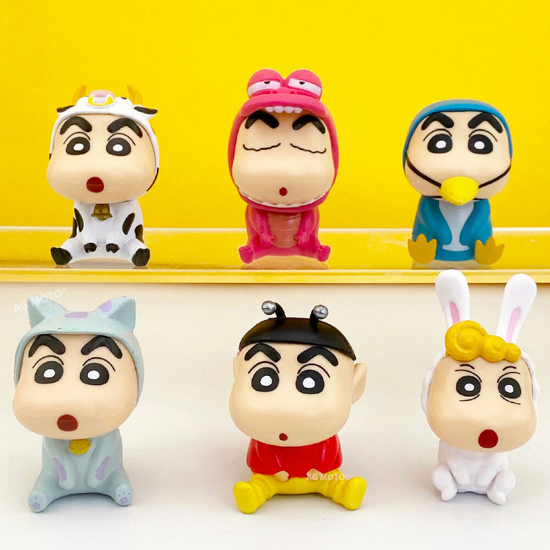 AG MOTO Shinchan Cartoon Action Figure Toy Set of 6pcs for Kids Collectible Figurines(Multicolor)