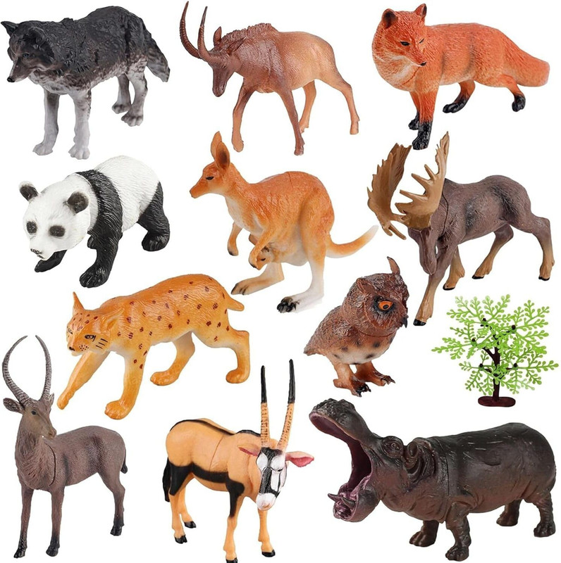Mallexo BIG 12PCs Wildlife Jungle Animals Toys for Kids 3+| Realistic Forest Animal Toy(Multicolor)