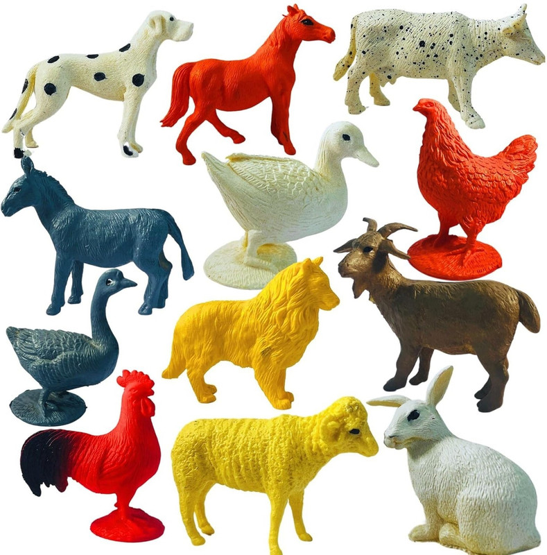 CJ CHILDREN Realistic Animals Toys Set for Kids 12PCS Educational Toy Big Size Wild Animal(Multicolor)