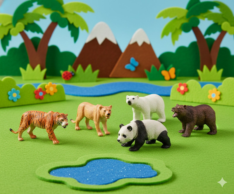 Arizuul Zoo & Jungle Animal Figures Set – Educational Wildlife Model [Pack Of 6](Multicolor)