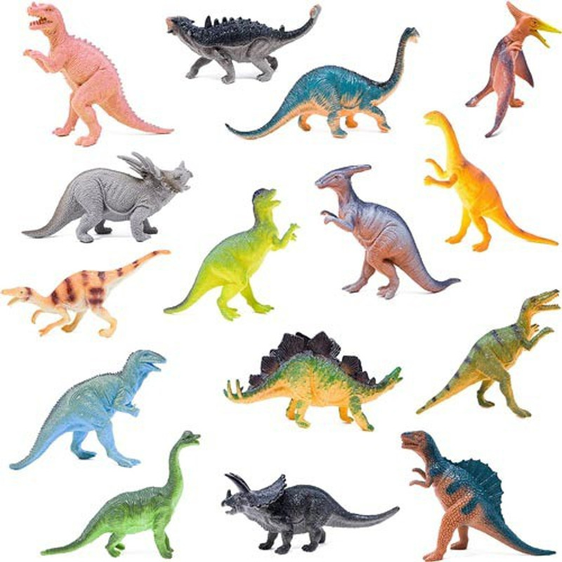 Toyvala Realistic Dinosaurs Animals Figures Toys Set with Tree and Barricade for Kids-Q(Multicolor)