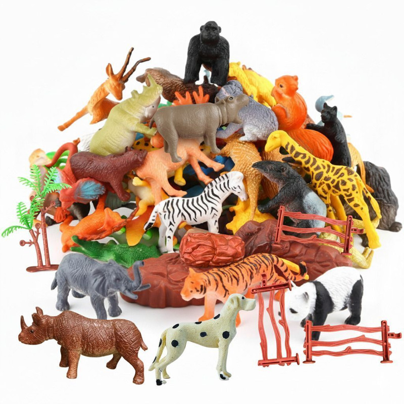 SHIV TOYS Animal Toys for Kids – 17 Pcs Animal set Figures with Fence, Trees & Stones(Multicolor)