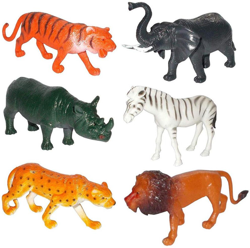 CJ CHILDREN'SJOY wildlife jungle animals figure toys set realistic rubber animal for children zoo(Multicolor)