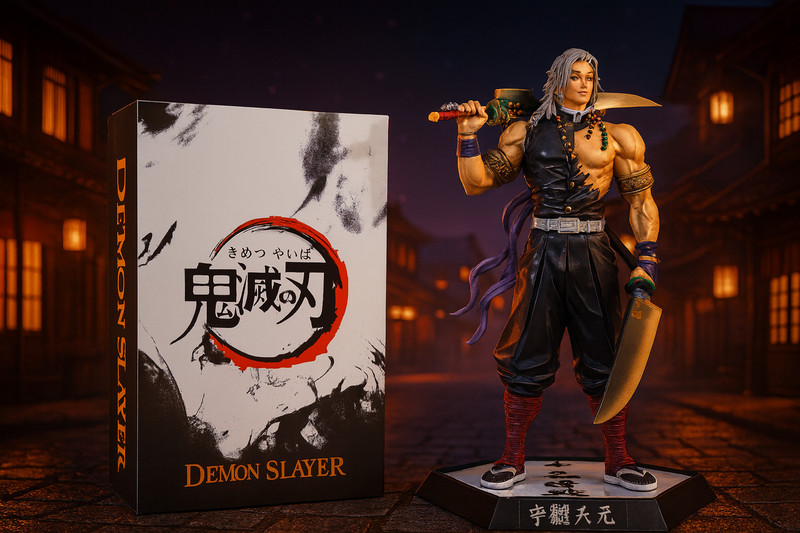 World Gift Mart Limited Edition Demon Slayer Tengen Uzui 30 cm Figure with Demon Slayer Box|(Multicolor)