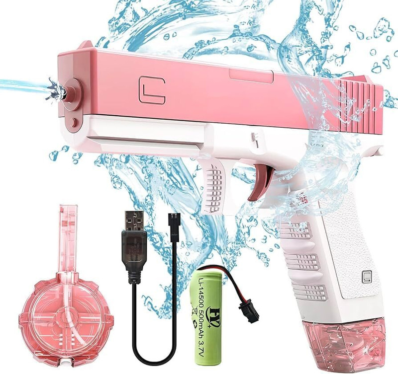 Sesonby Big Electric Water Gun, High Pressure Water Blaster, Easy Fill for Holi Festival Water Gun(Pink)