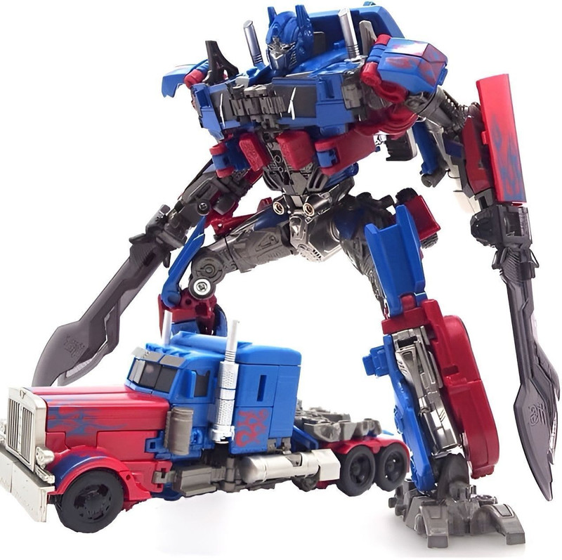Metaformation 7 Inch Transforming Robot Truck Action Figure Toy–Detailed Mecha for Kids & Fans(Blue, Red)