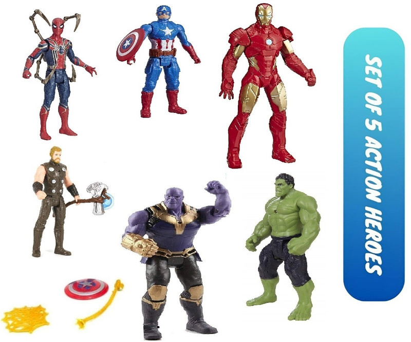 KHYALI Superheros Action Figure Toys|Set of 5 Avengers Figures Toys For Kids|K23(Multicolor)