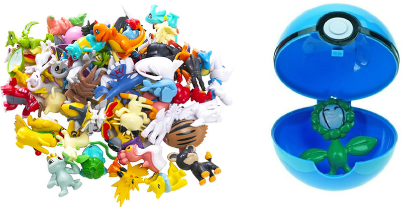 FOZZO-SK New Pokemon Combo 24 Tiny Toys Figures Random with One Poke Ball(Multicolor)
