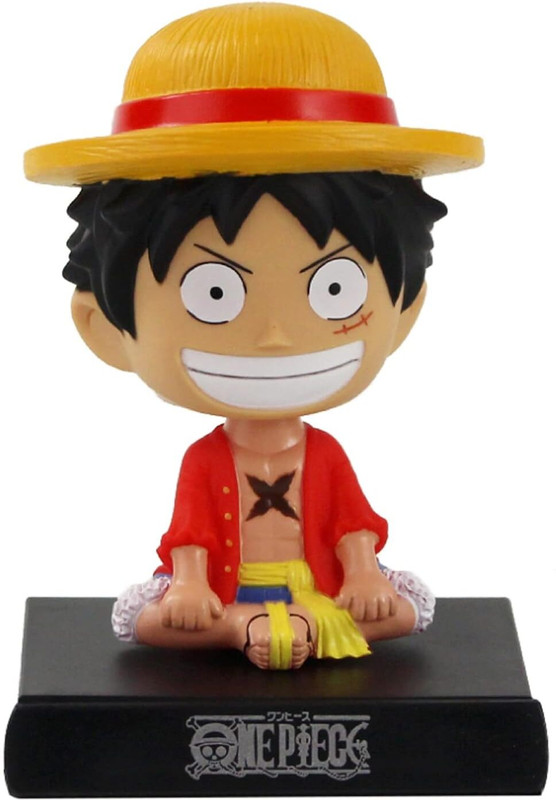 World Gift Mart Super Hero Monkey D Luffy One Piece Bobblehead with Mobile Holder Car Dashboard(Multicolor)