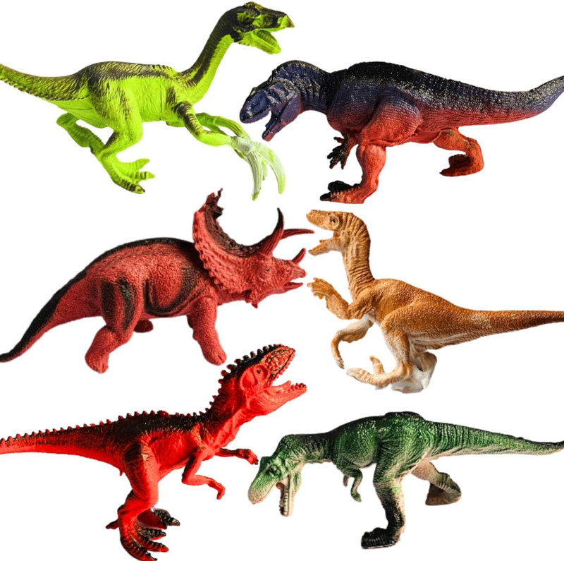 Mallexo et of 6 Big Size Dinosaur Toy Action Figure Anima Dinosaur Toys(Multicolor)