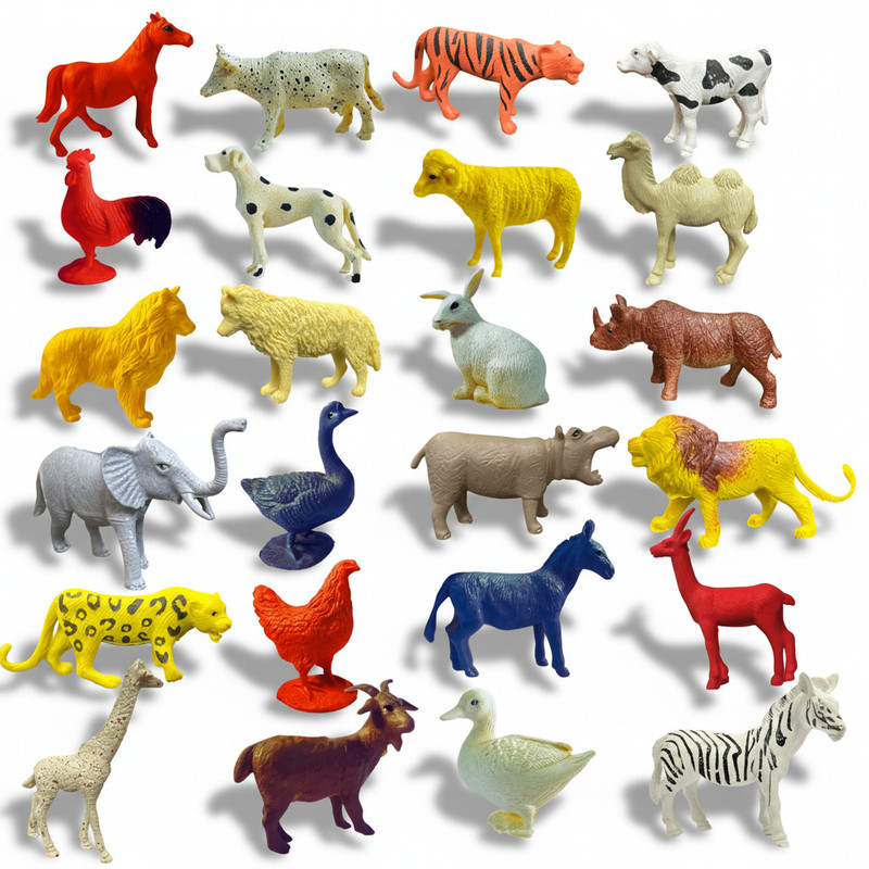 Krishna toys 24 Pcs Animal Set– Farm and Wild Animals, complete Jungle Animal Figures(Multicolor)