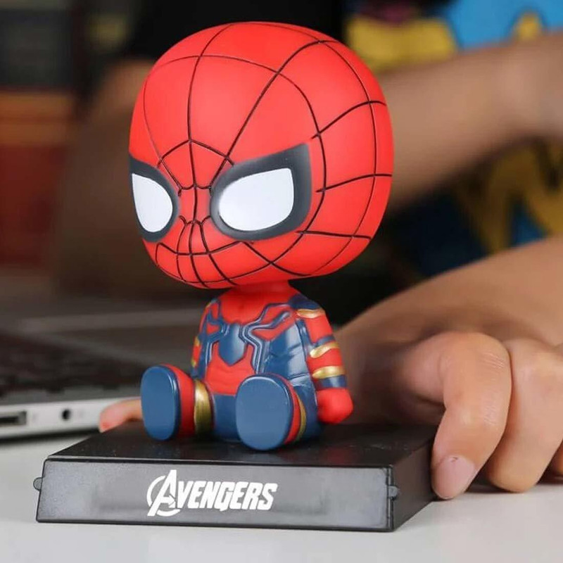 Elegant Lifestyle Super Hero Spiderman Action Figure Limited Edition, Marvel Comics Character|Avenger Spiderman| Bobblehead with Mobile Holder for Car Dashboard, Office Desk & Study Table (Pack of 1)(Red, Blue, Black, White)