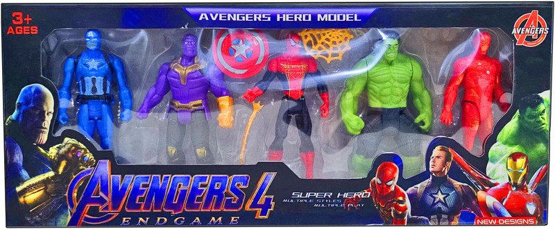 KOBBET Set of 5 Marvels Superheroes Action Figure Toy Set in Action Toy for Kids(Multicolor)