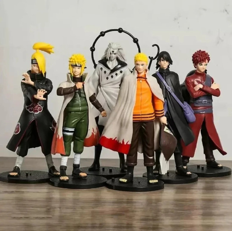 AniVerseX Naruto Set 6 Pcs Besar 19cm Madara Rikudou / Deidara / Minato / Sasuke /(Multicolor)