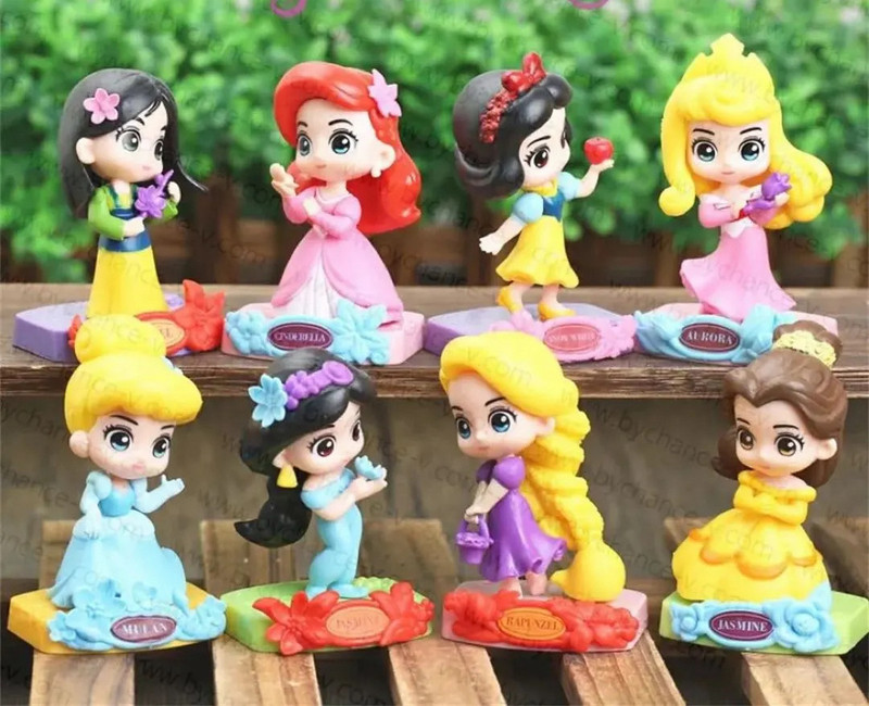 Delite Set of 8 Cute Princess Action Figures Cake Topper Decoration(Multicolor)