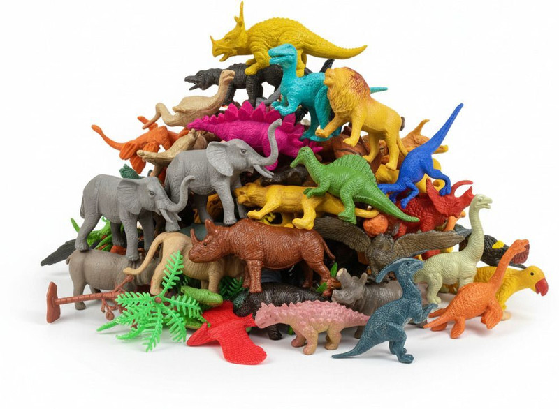 LA Toys Animal, Bird & Dinosaur Toy Collection for Kids | 27pcs Animal Toys with Tree(Multicolor)