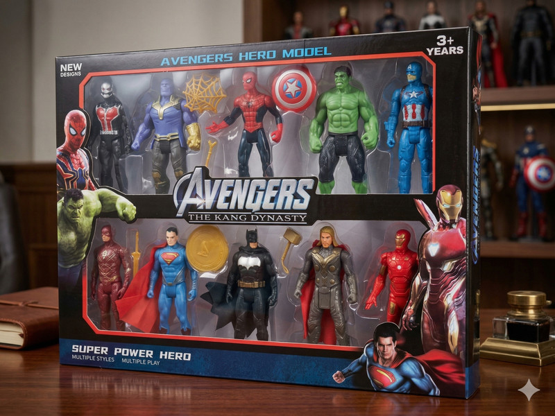 BAIRNINO Avengers Action Figure Set of 10 | Flexible Superhero Toys for Boys & Girls(Multicolor)