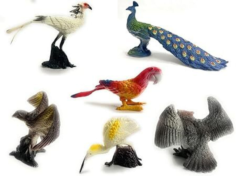 Bestie Toys Bird Figures & Collectible 6 pcs Big Bird Figurines for Kid ETC(Multicolor)