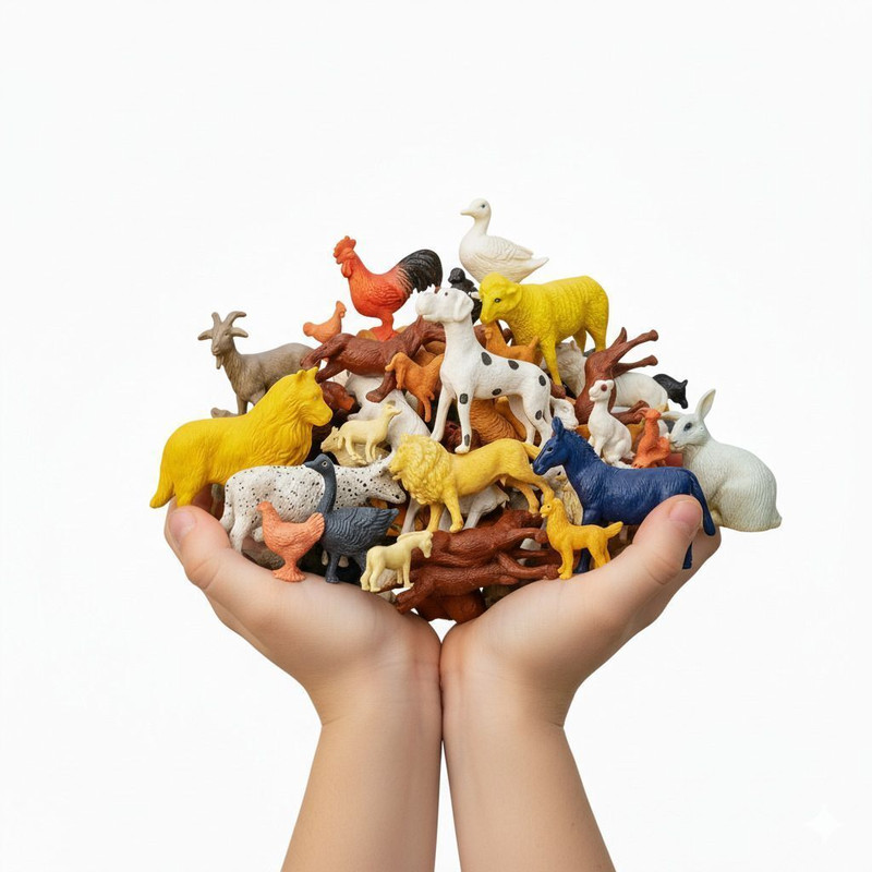 SHETTY TOYS 24 pcs domestic Animal Figures – Mix of Big & Mini Size Animals kingdom(Multicolor)