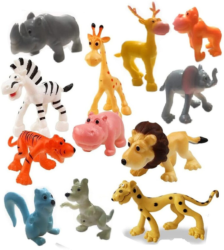 manish Jungle Animals Toys Forest Animal Set Mini Cartoon Animal Toys Pack of 12 Pcs(Multicolor)