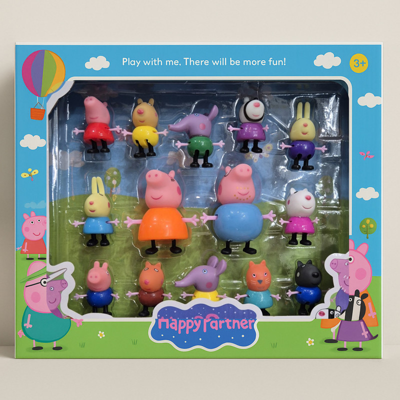 Nilika Enterprises Peppa Pig & Friends Toy Set - 14 Figures (Peppa, George, Mama Pig, Papa Pig)(Multicolor)