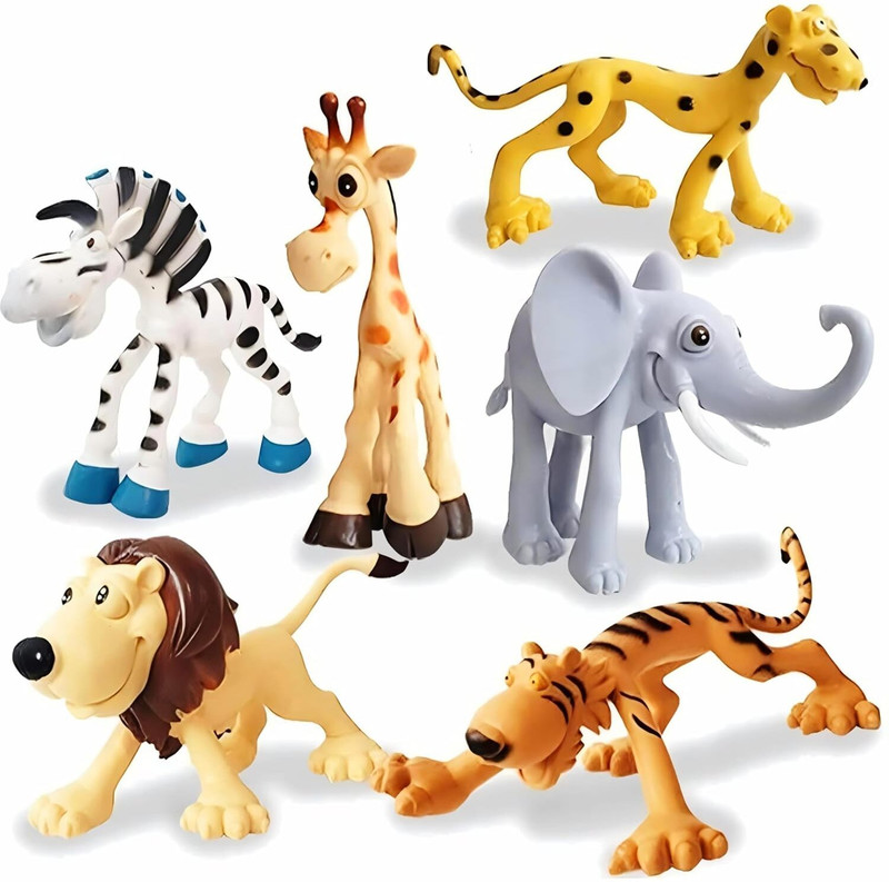 CLAPONE 6Pc Jungle Animal Figurines Safari Zoo Toy Set, Realistic Multicolor Pack(Multicolor)