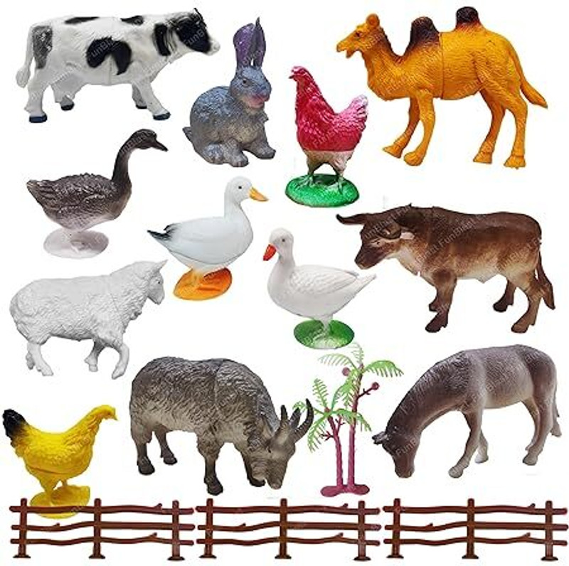 ZIQRA TOYS Animals Toy with Fence Trees, Animal Figure Learning and Educational Toys(Multicolor)