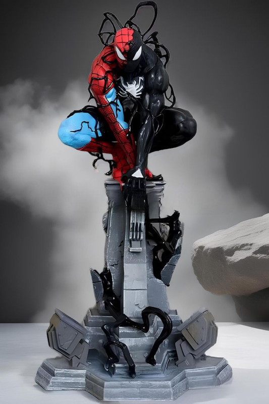 World Gift Mart Spider-Man & Venom Hybrid Statue in Dynamic Crouch Pose 50 Cm(Multicolor)