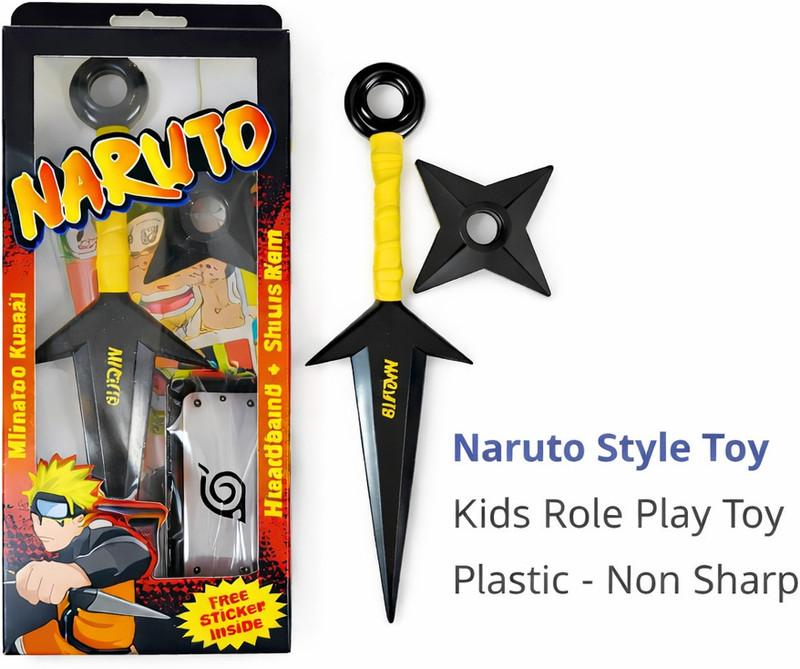 Aaron Toy's Aaron Toys Naruto Ninja Kunai Role Play Toy with Shuriken & Free Stickers(Multicolor)