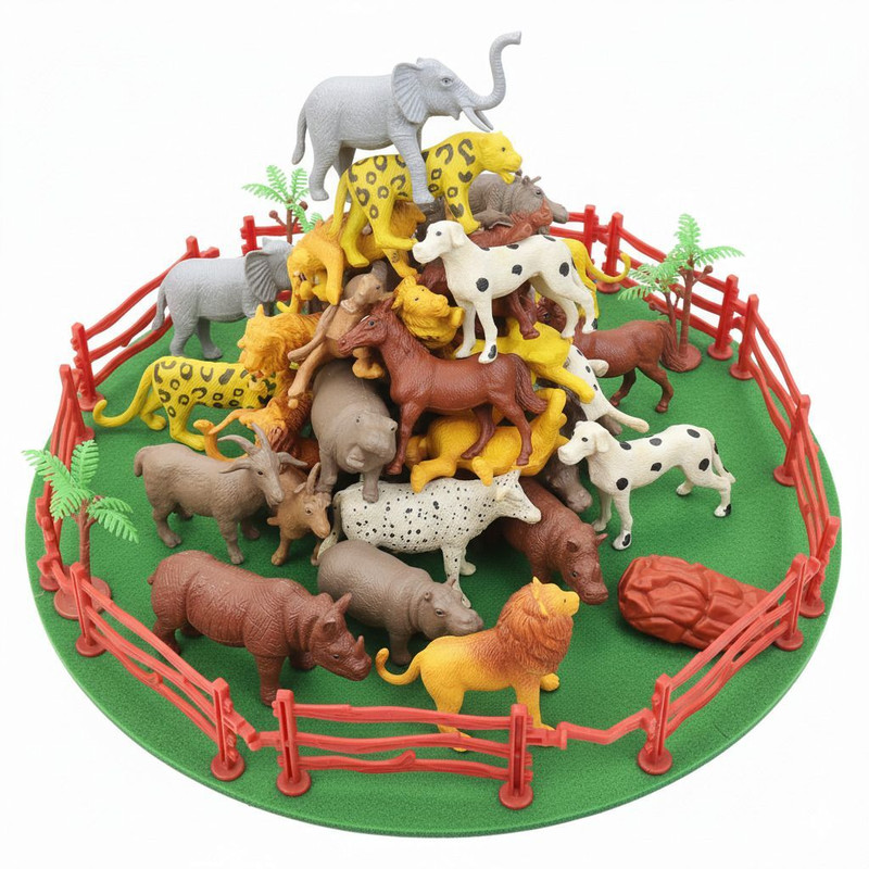 ZESTHOME 17 Piece Mini Jungle Animals Toys Set,Wild Animal Kingdom Figures Set(Multicolor)