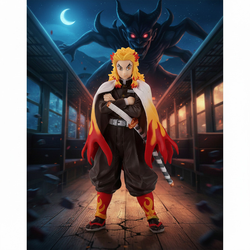 kartkaro Demon Slayer Rengoku Kyojuro Action Figure | Flame Hashira Anime Collectible(Multicolor)