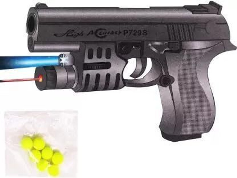 Just Akura Gun Plastic PUBG Mauser GUN with Laser Light and Bullets Darts (Black) FG839(Black)