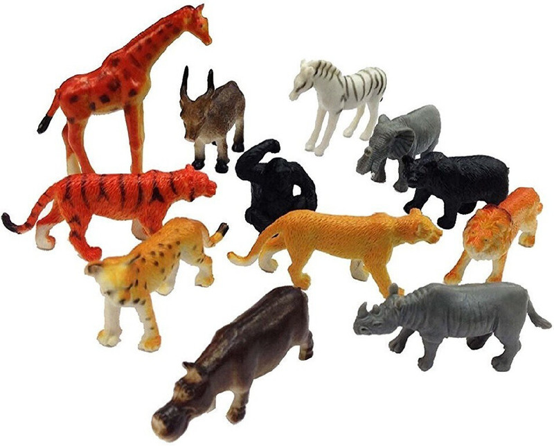 MATA JANKI TRADERS 12 Animal Toy Realistic Animal , Animal Toy Set for Kids PQ NT(Multicolor)