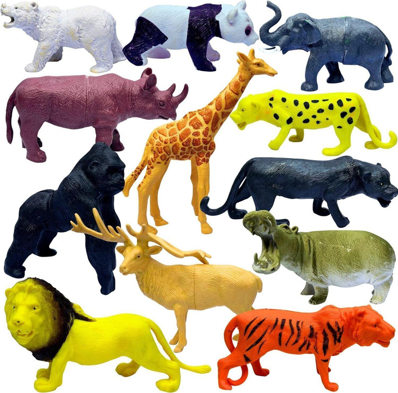 Mallexo Big Size Realistic Forest Wild Animal Action Figures Playset for Kids 3+| 12PCS(Multicolor)