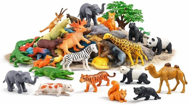 MOOHFAT 12 Pcs Rubber Animal Toys Set Wild Zoo Action Figures for Kids(Multicolor)