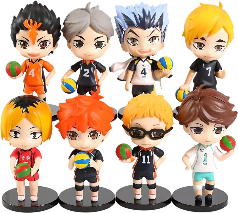 RVM Toys Haikyuu Volleyball Anime Set of 8 Action Figure 9-10CM Collectible Toy Manga(Multicolor)